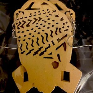 African Wooden Drop Earrings